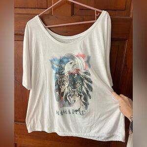 XXL Republic Batwing Graphic Tee Mama Bear Wolf Eagle Oversized Boho Top